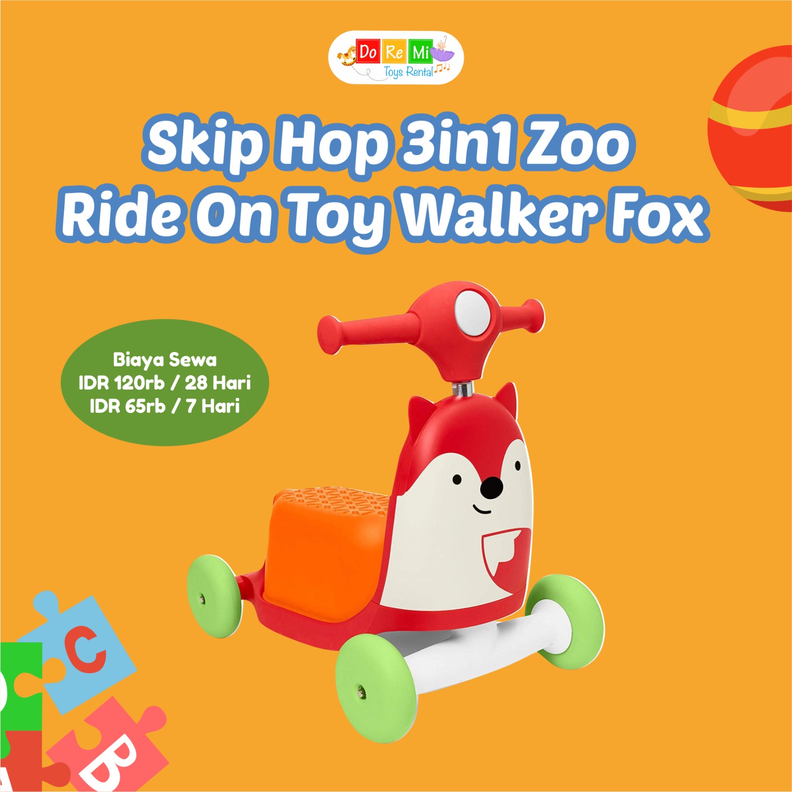 SKIP HOP 3IN1 ZOO RIDE ON TOY WALKER FOX